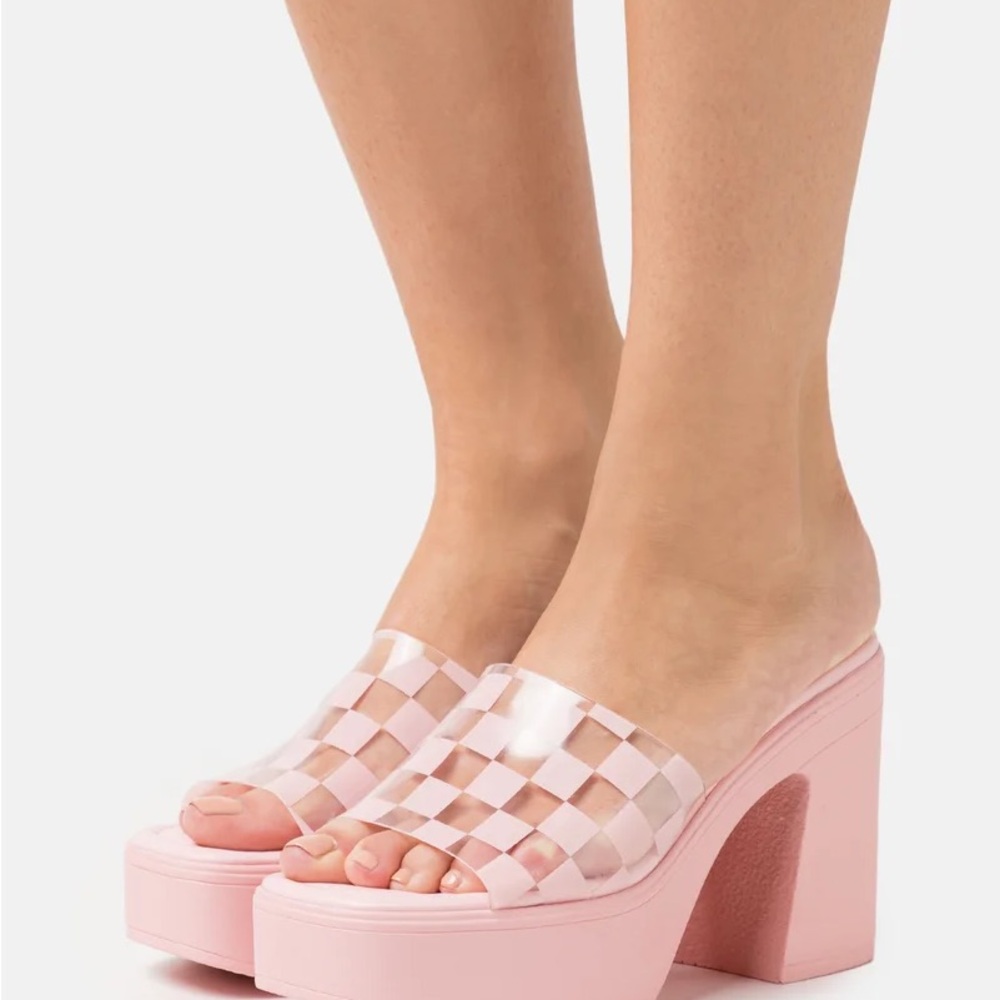 Call It Spring Pink Checkered Platform Heels